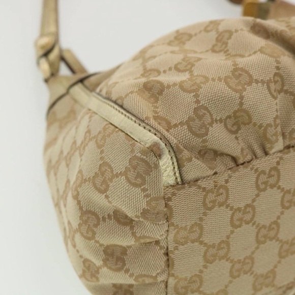 GUCCI CANVAS ABBEY SHOULDER BAG BEIGE/GOLD EARLY 90'S - Picture 10 of 12